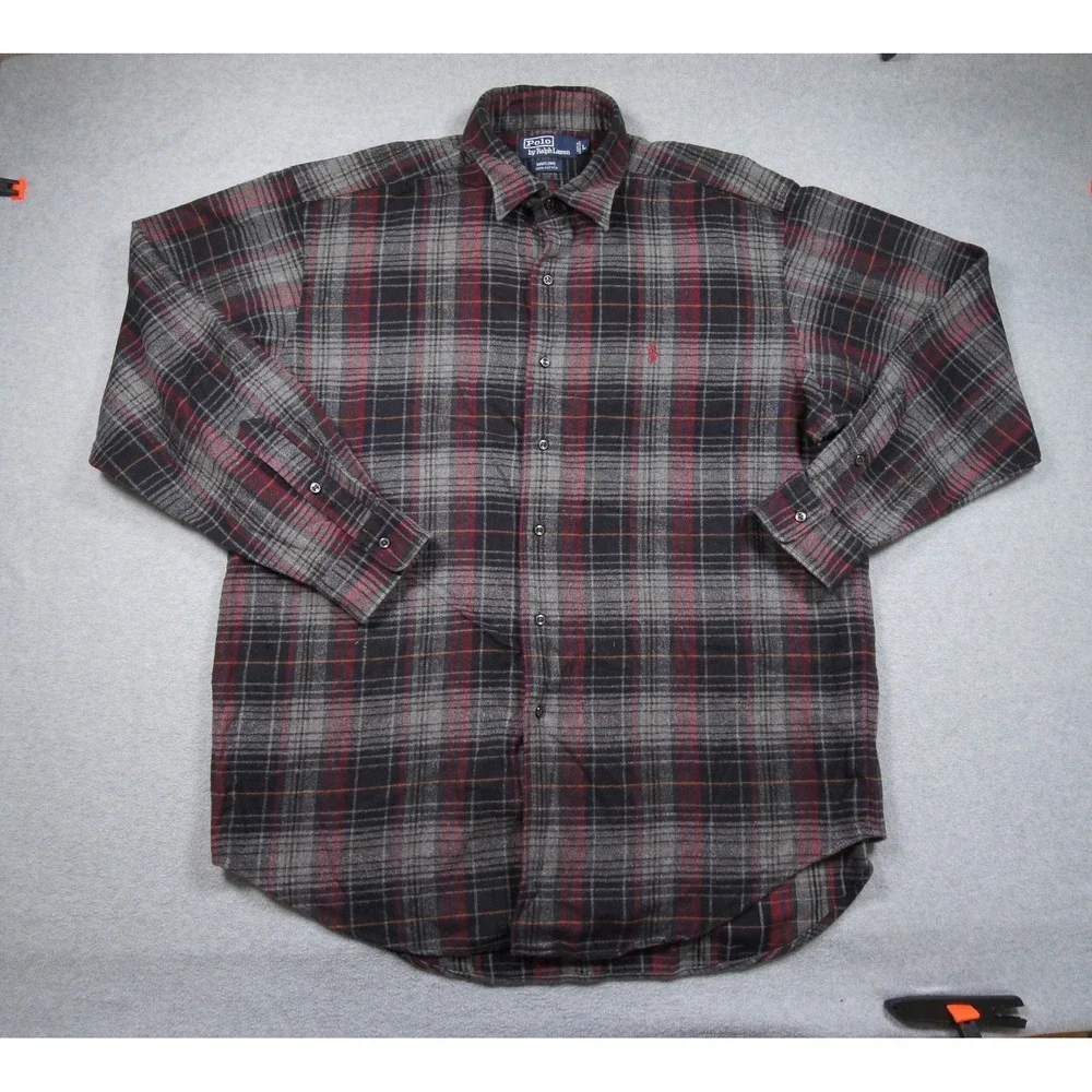 Vintage Polo Ralph Lauren Shirt Mens Large Button Down Long Sleeve Plaid Marlowe